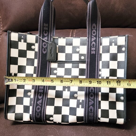 Coach Smith Tote with Checkerboard Print - Off-white & Black - EUC - Picture 9 of 13